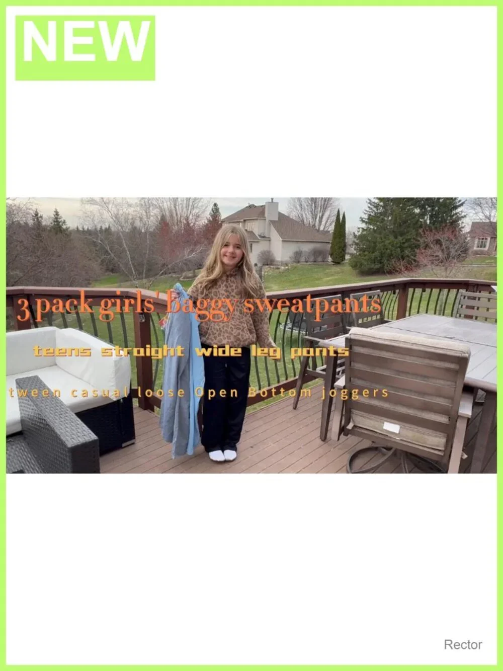 Girls Wide Leg Sweatpants 3 Pack Drawstring Pockets Active Pants